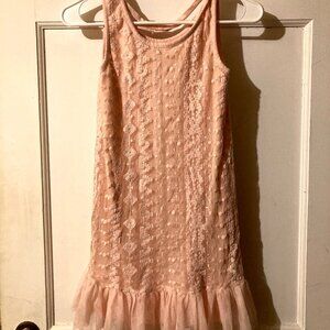 BEAUTEES Girls' Pink Crocheted Overlay Slvls Dress ~ Sz 12
